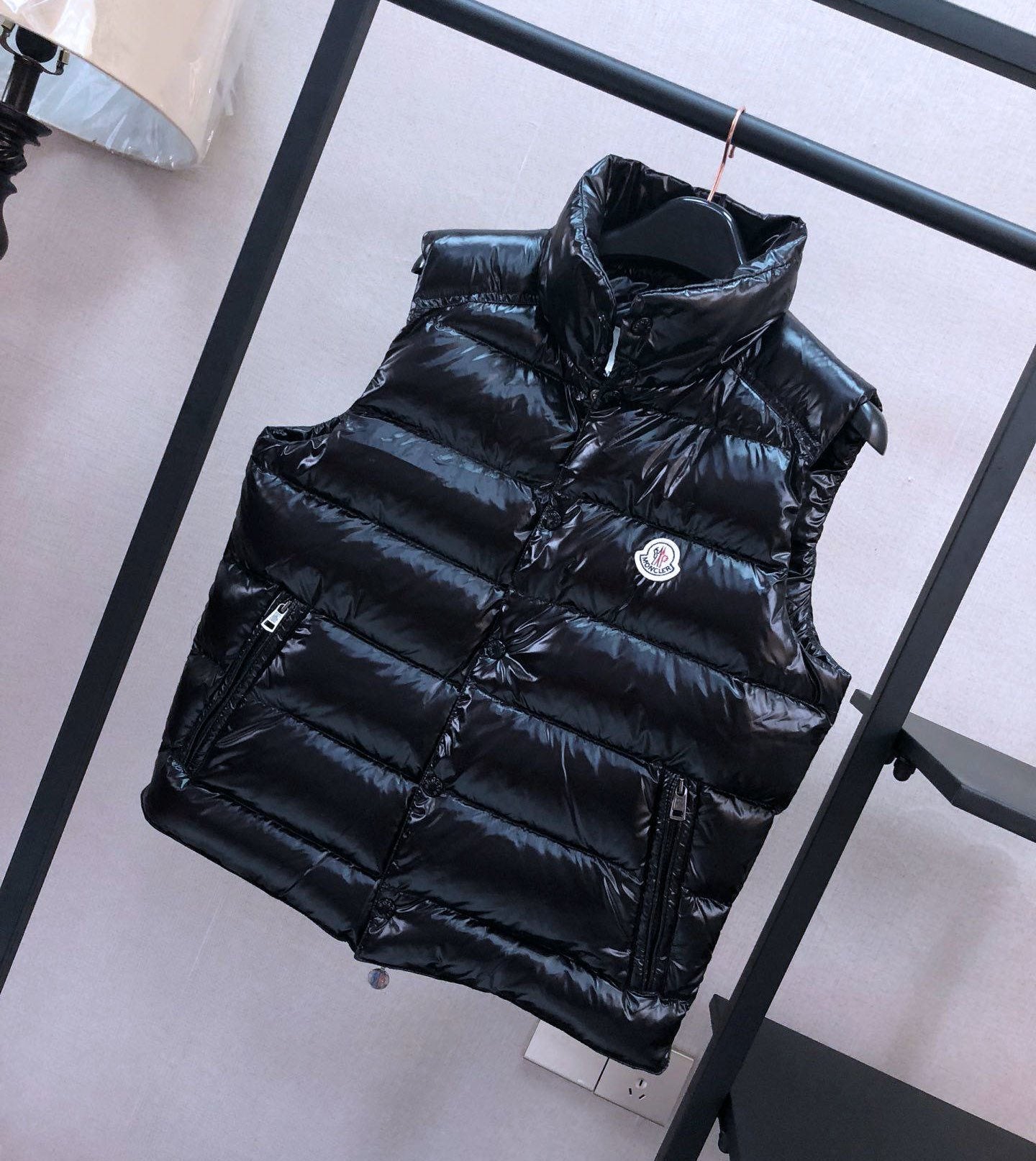Moncler Black Quilted Puffer Vest — front