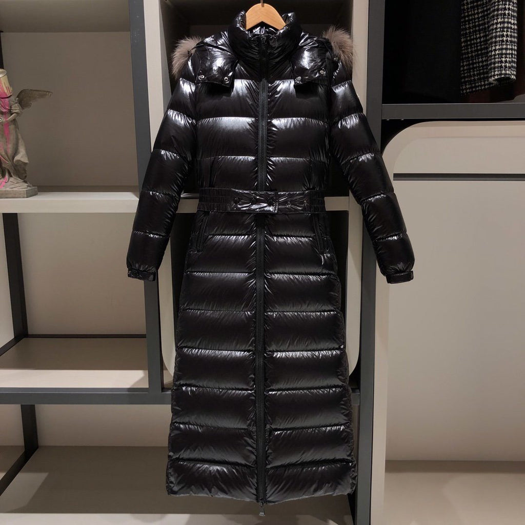Moncler Women's Long Belted Puffer Coat — hero