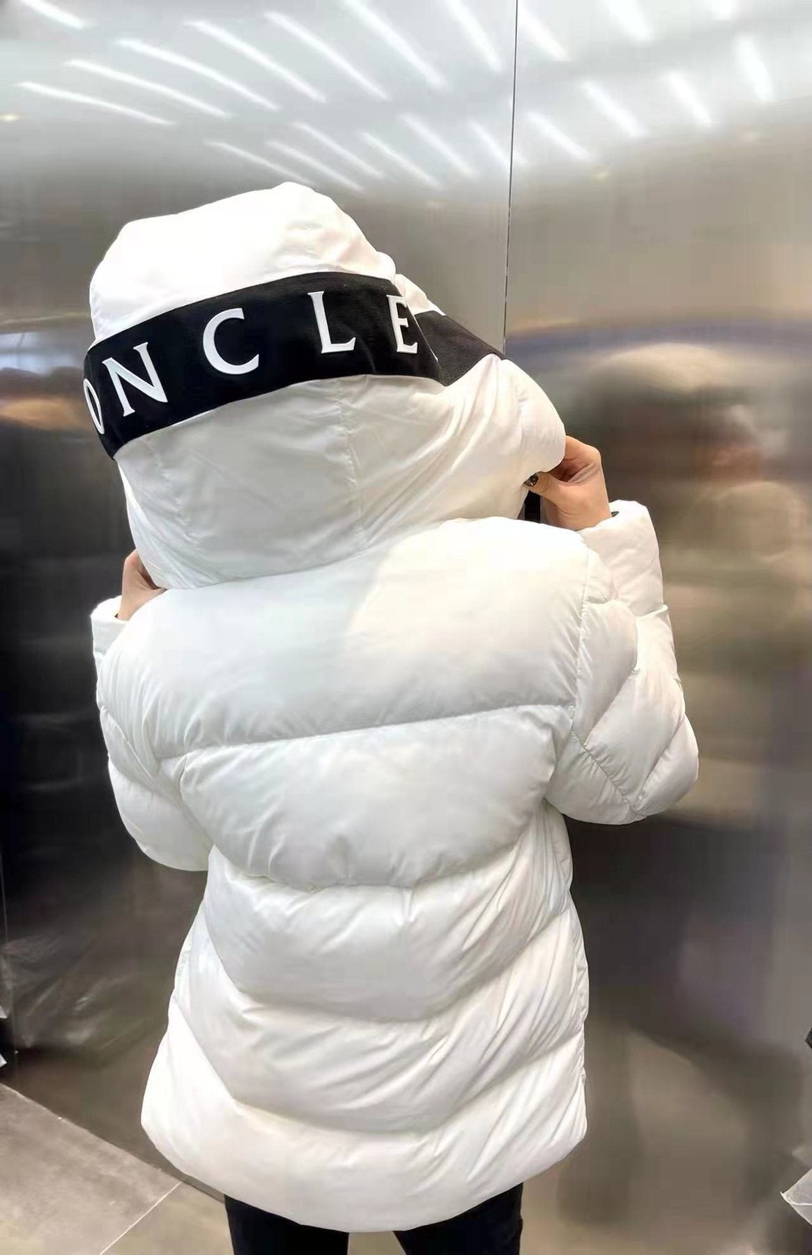 Moncler Hood-Print Hooded Puffer Coat — context