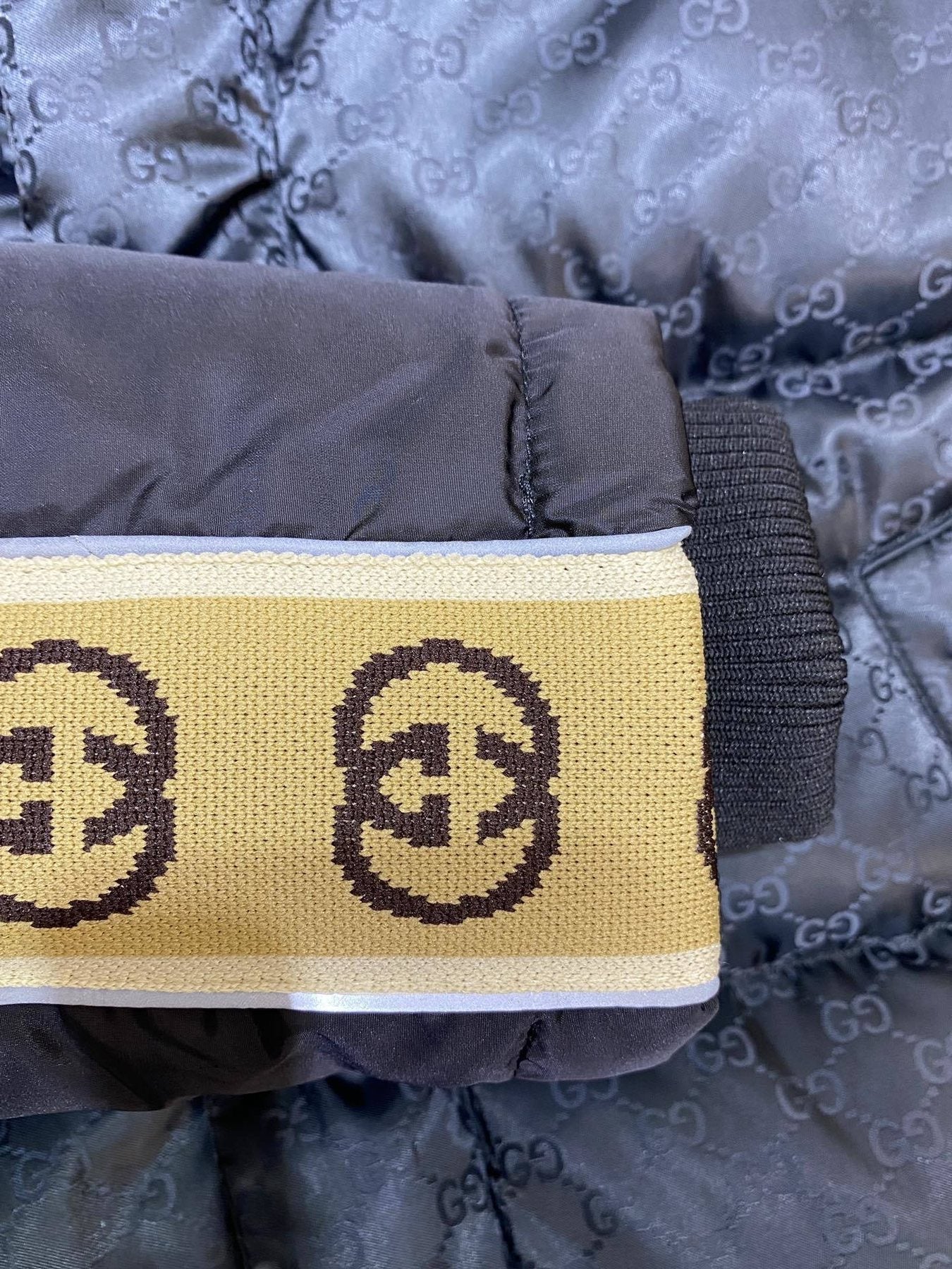 GUCCI Tonal Monogram Long Down Jacket — fabric_closeup