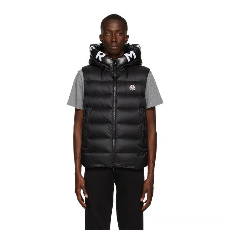 Moncler Lettered Hood Trim Quilted Vest — context