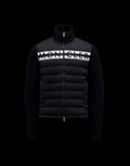 Moncler Men's Black Quilted Knit-Sleeve Down Jacket — front
