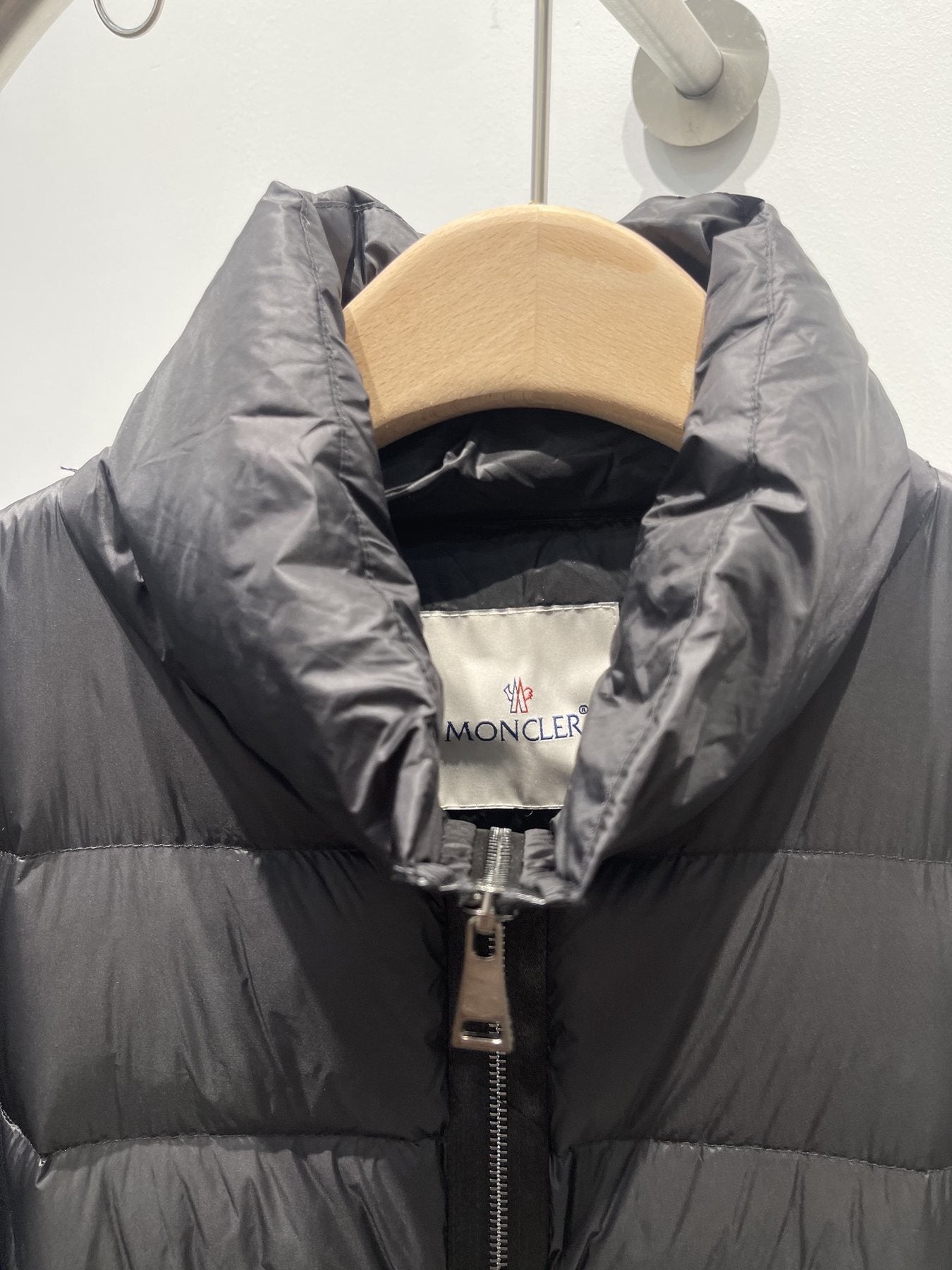 Moncler Women's Long Black Quilted Down Coat — detail