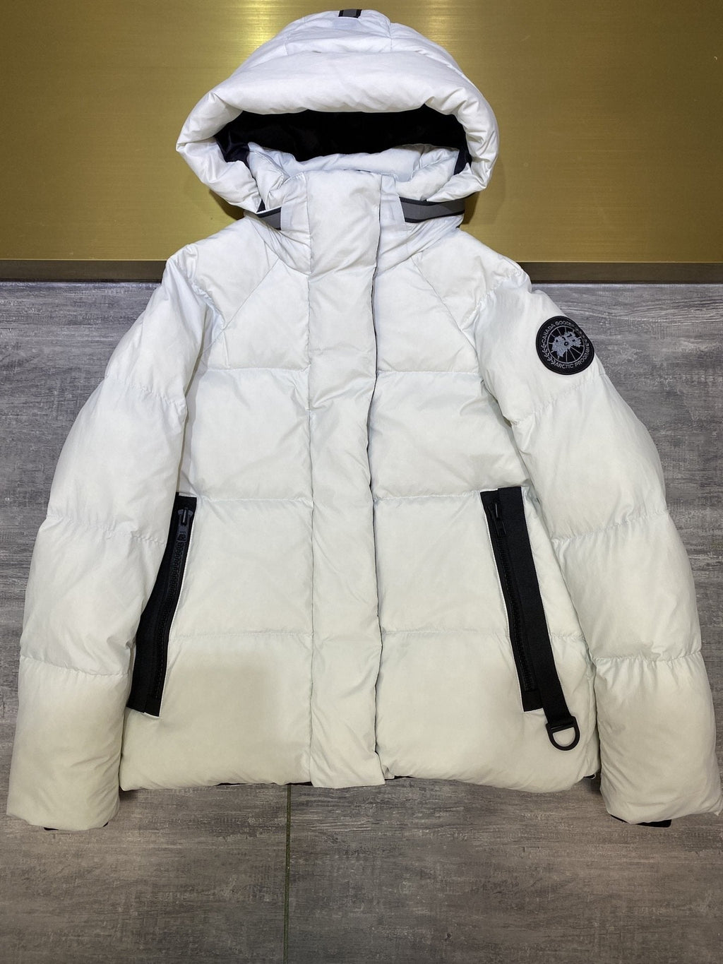 Canada Goose Light Grey Hooded Puffer Jacket — hero