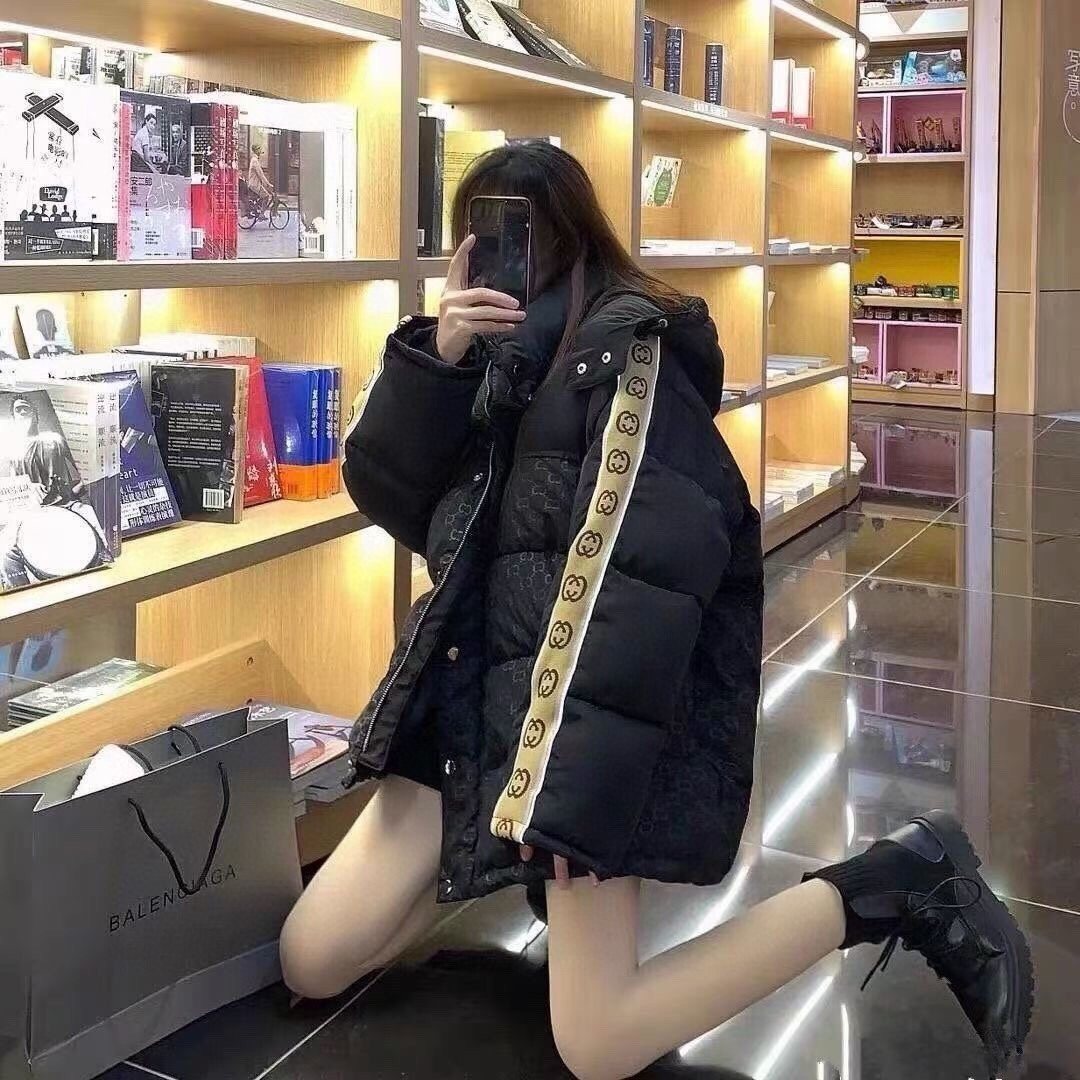 GUCCI Tonal Monogram Hooded Puffer Jacket — context