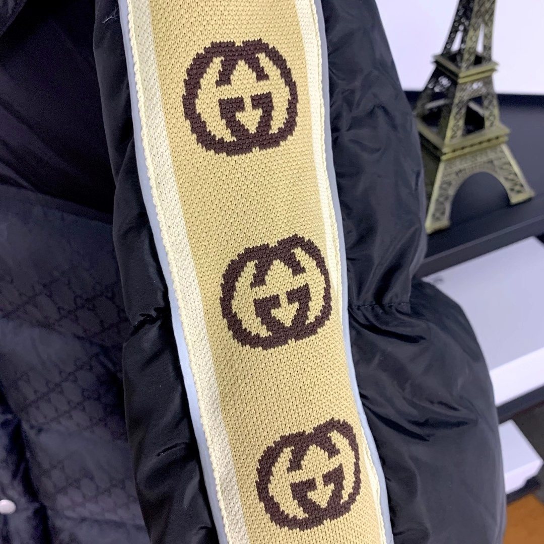 GUCCI Tonal Monogram Hooded Puffer Jacket — fabric_closeup