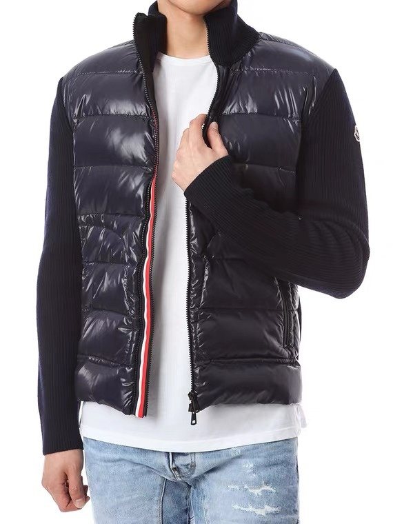 Moncler Quilted Knit-Sleeve Zip Jacket — model