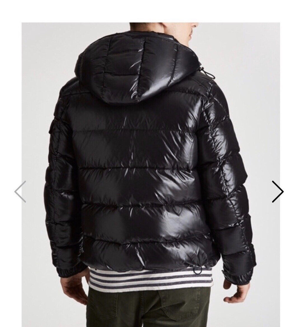 Moncler Glossy Hooded Short Down Coat — back