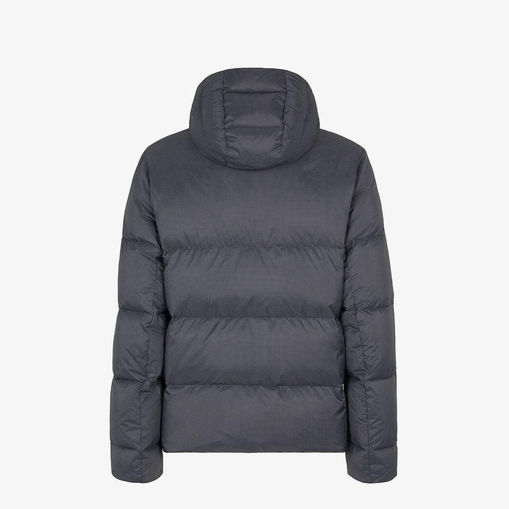 Fendi Grey Hooded Baffled Puffer Jacket — back