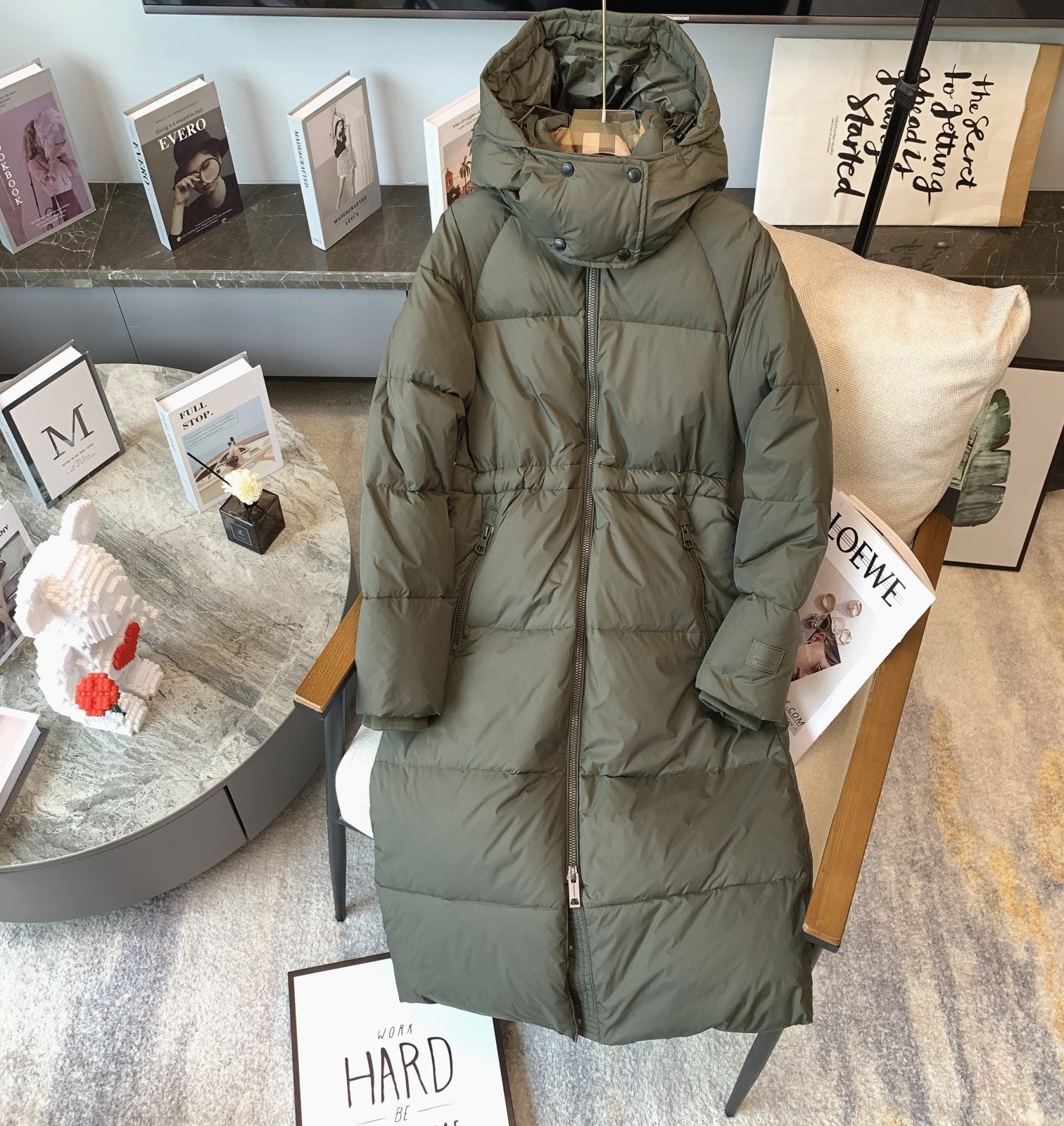 Burberry Women's Hooded Long Down Jacket — front