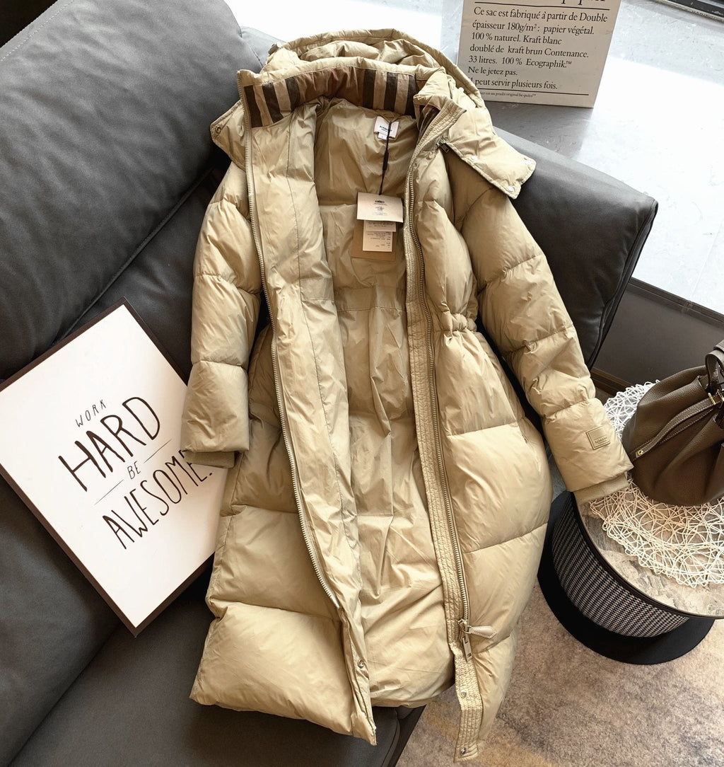 Burberry Women's Hooded Long Down Jacket — front