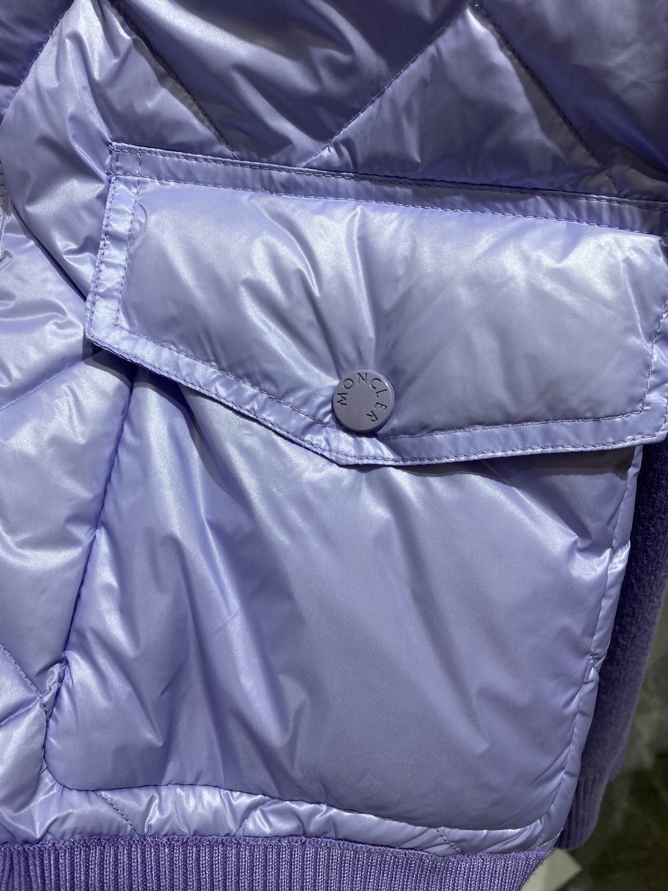 Moncler Diamond-Quilted Knit Sleeve Jacket — detail
