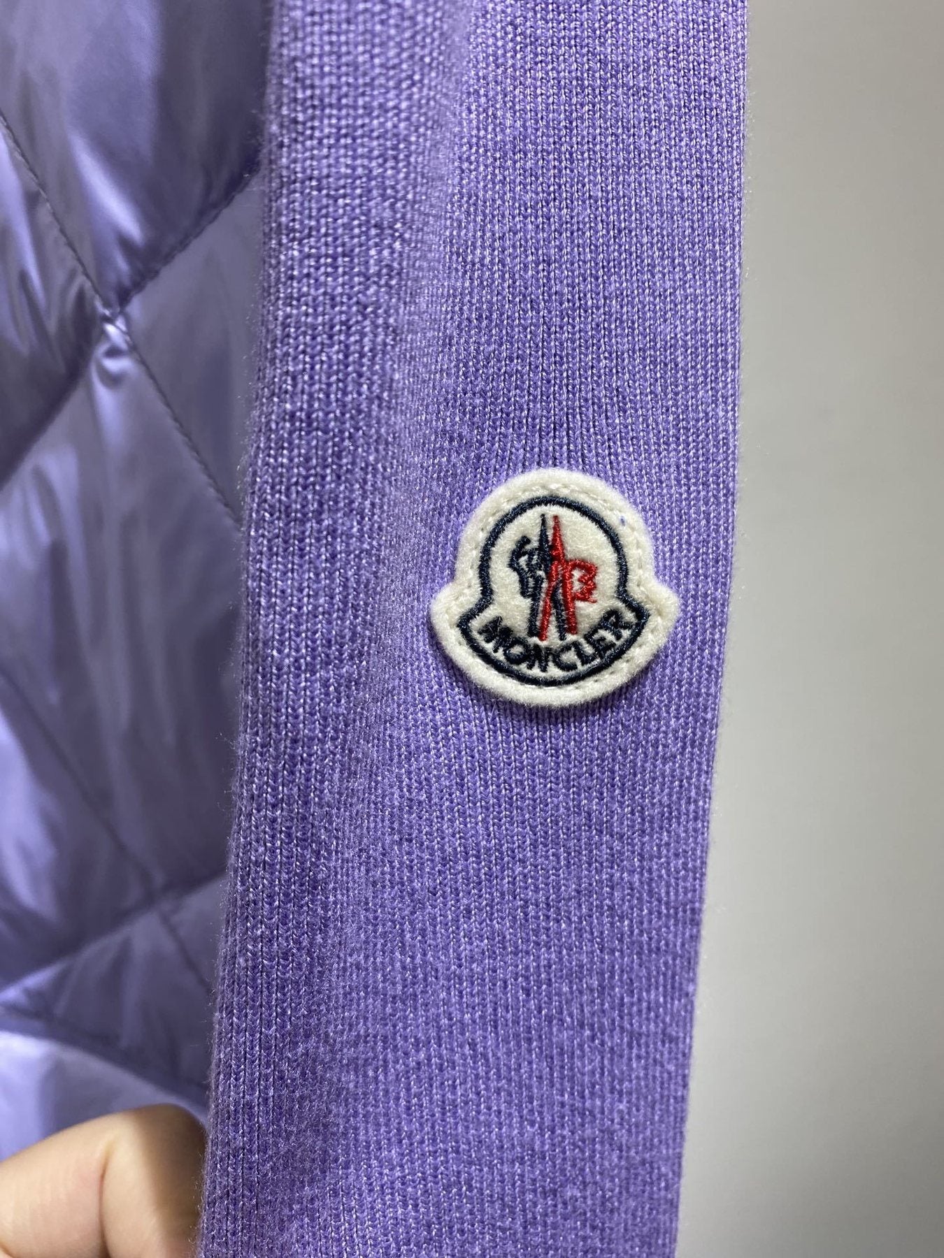 Moncler Diamond-Quilted Knit Sleeve Jacket — detail