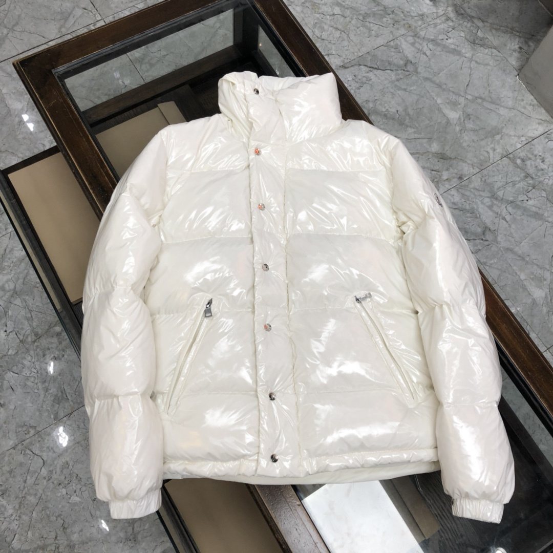 Moncler Women's Glossy Stand-Collar Short Puffer Coat — front