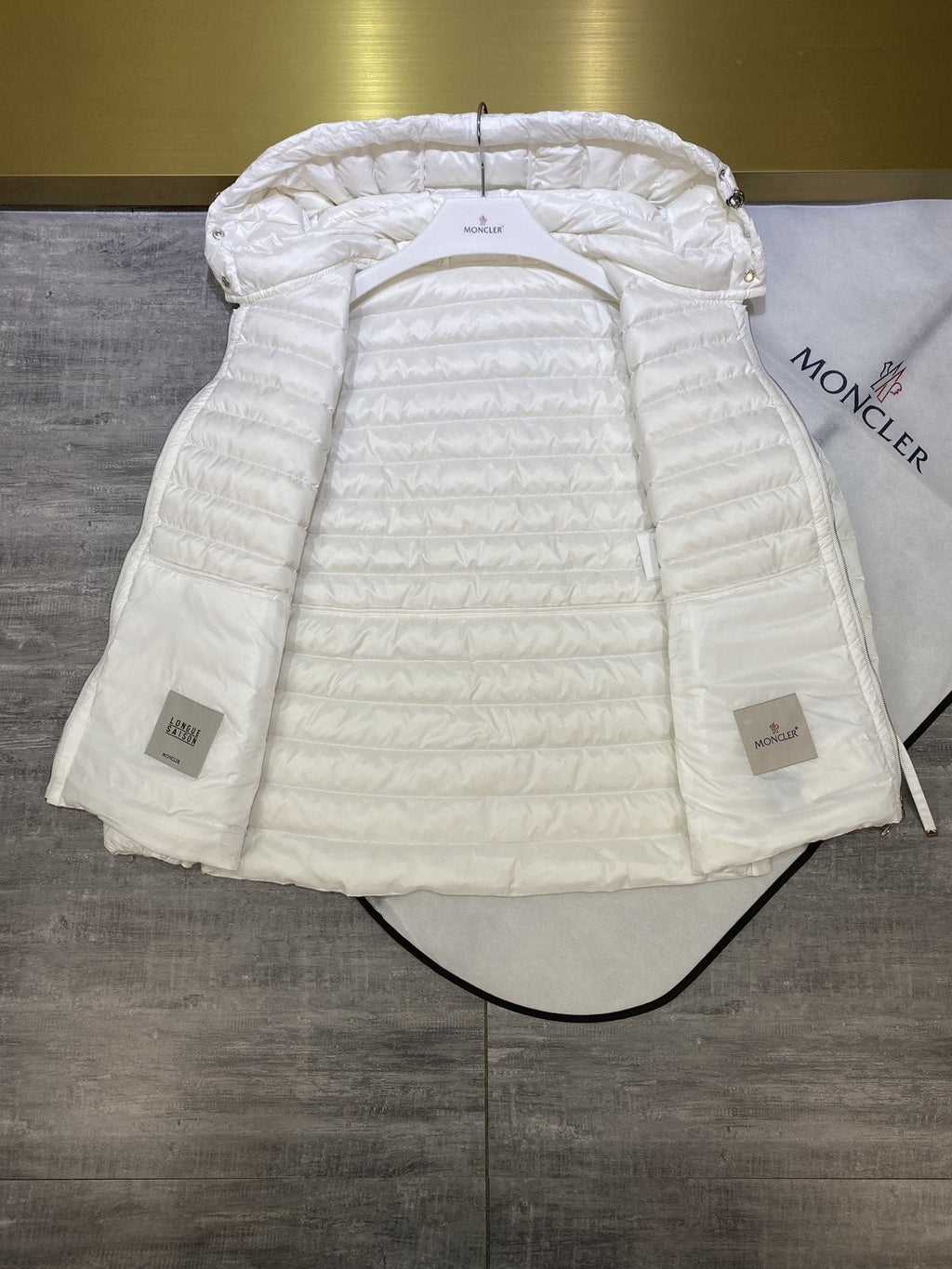 Moncler Hooded Quilted Puffer Coat — detail