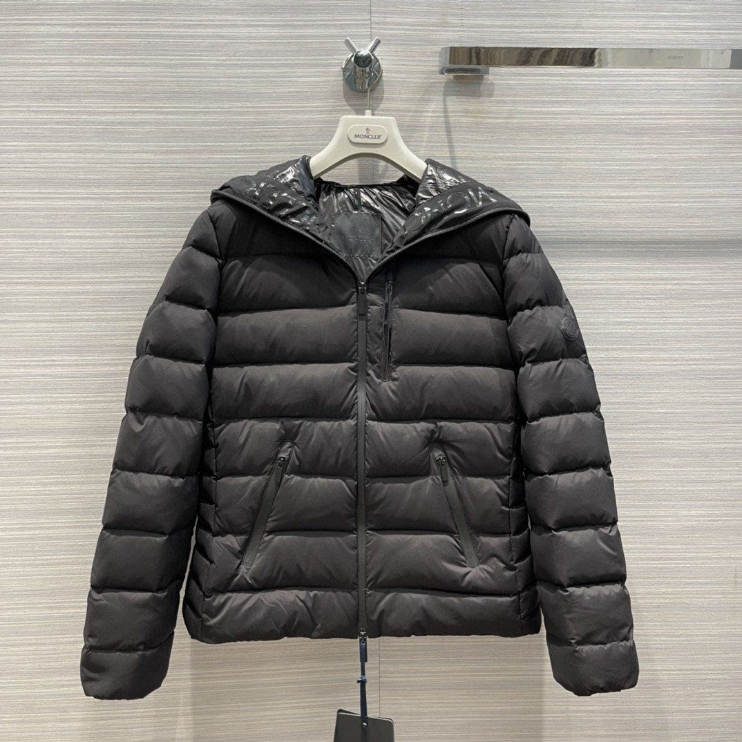 Moncler Women's Reversible Hooded Letter Graphic Puffer Coat — front