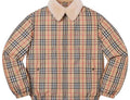 Burberry Beige Check Shearling-Collar Puffer Jacket — hero