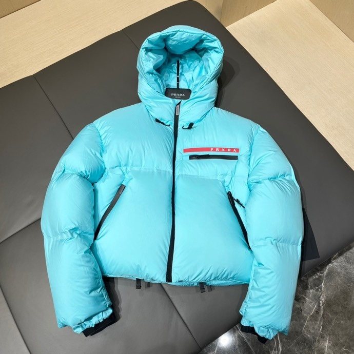 Prada Women's Cropped Hooded Puffer Jacket — front