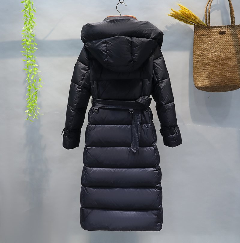 Burberry Removable-Hood Belted Long Down Jacket — back