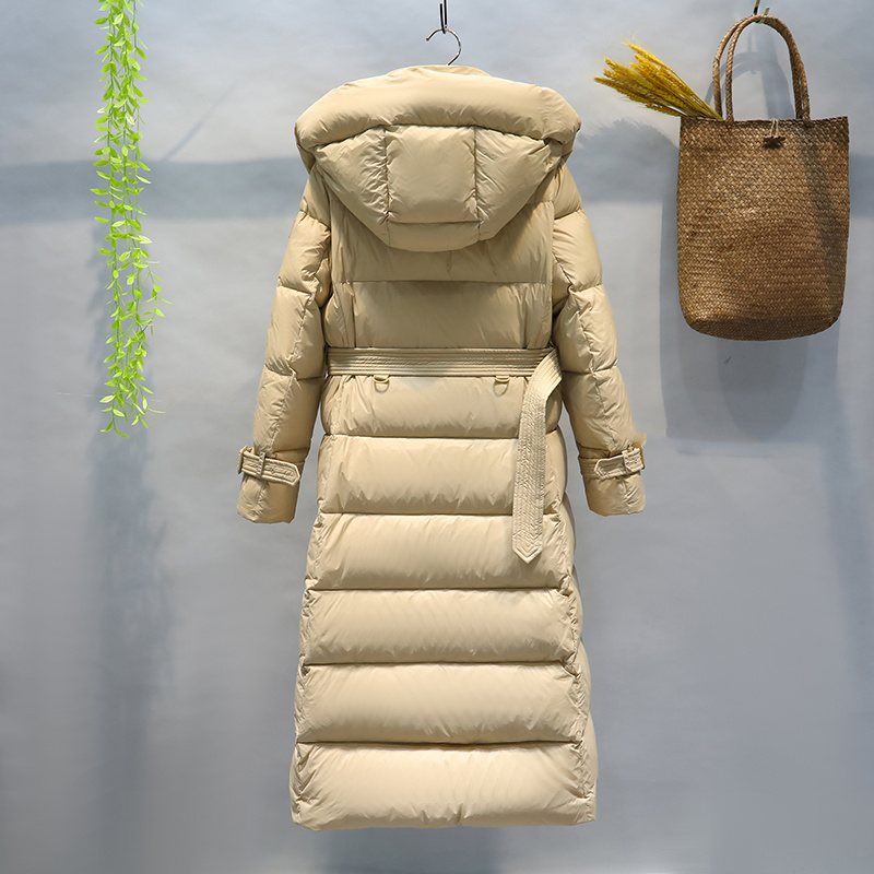 Burberry Removable-Hood Belted Long Down Jacket — back