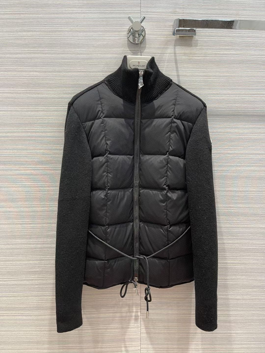 Moncler Women's Sweater-Sleeve Down Jacket — front