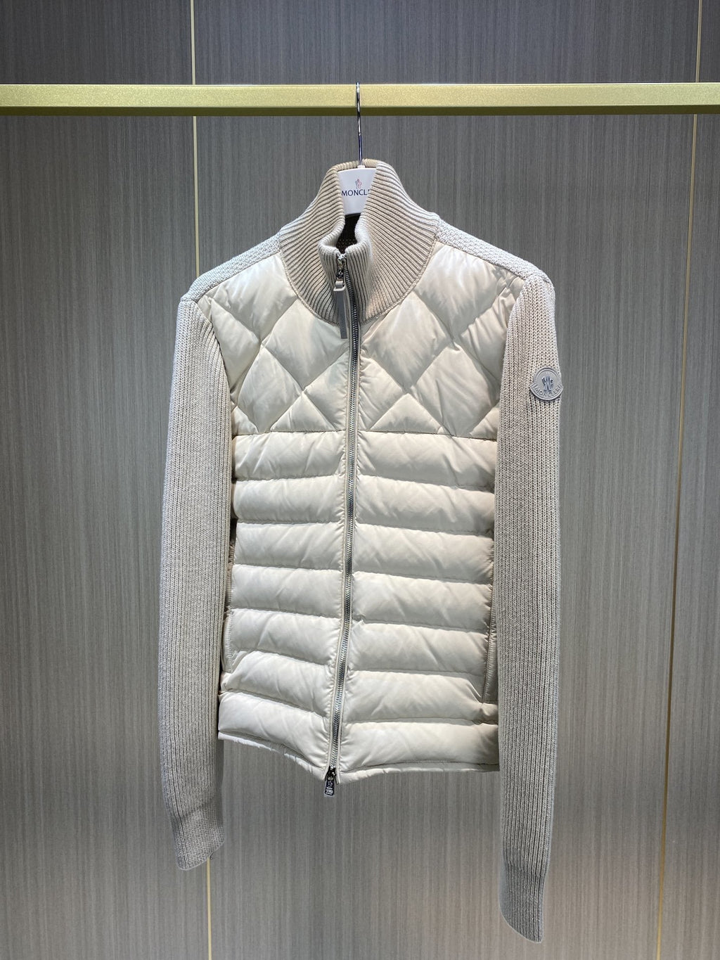 Moncler Men's Diamond-Quilted Knit Zip Jacket — hero