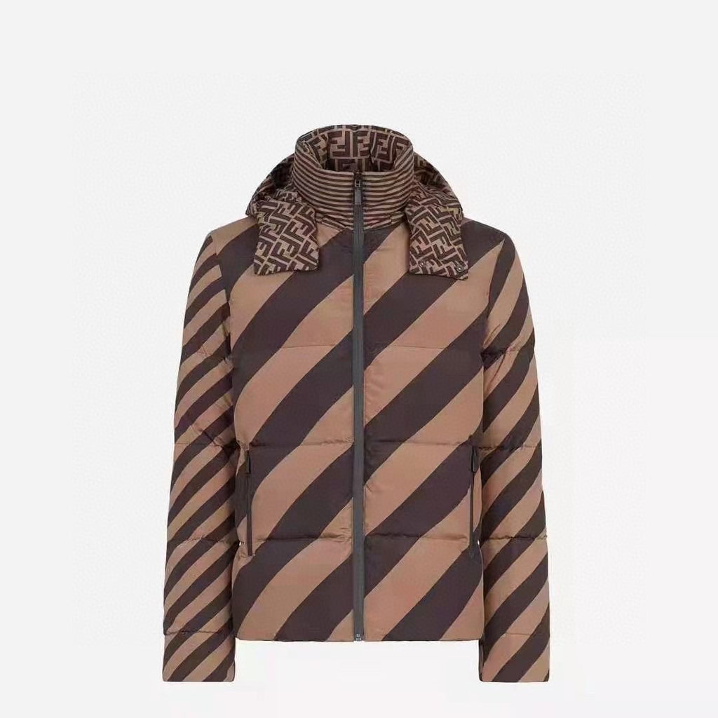 Fendi Reversible Brown Geometric Puffer Jacket — hero
