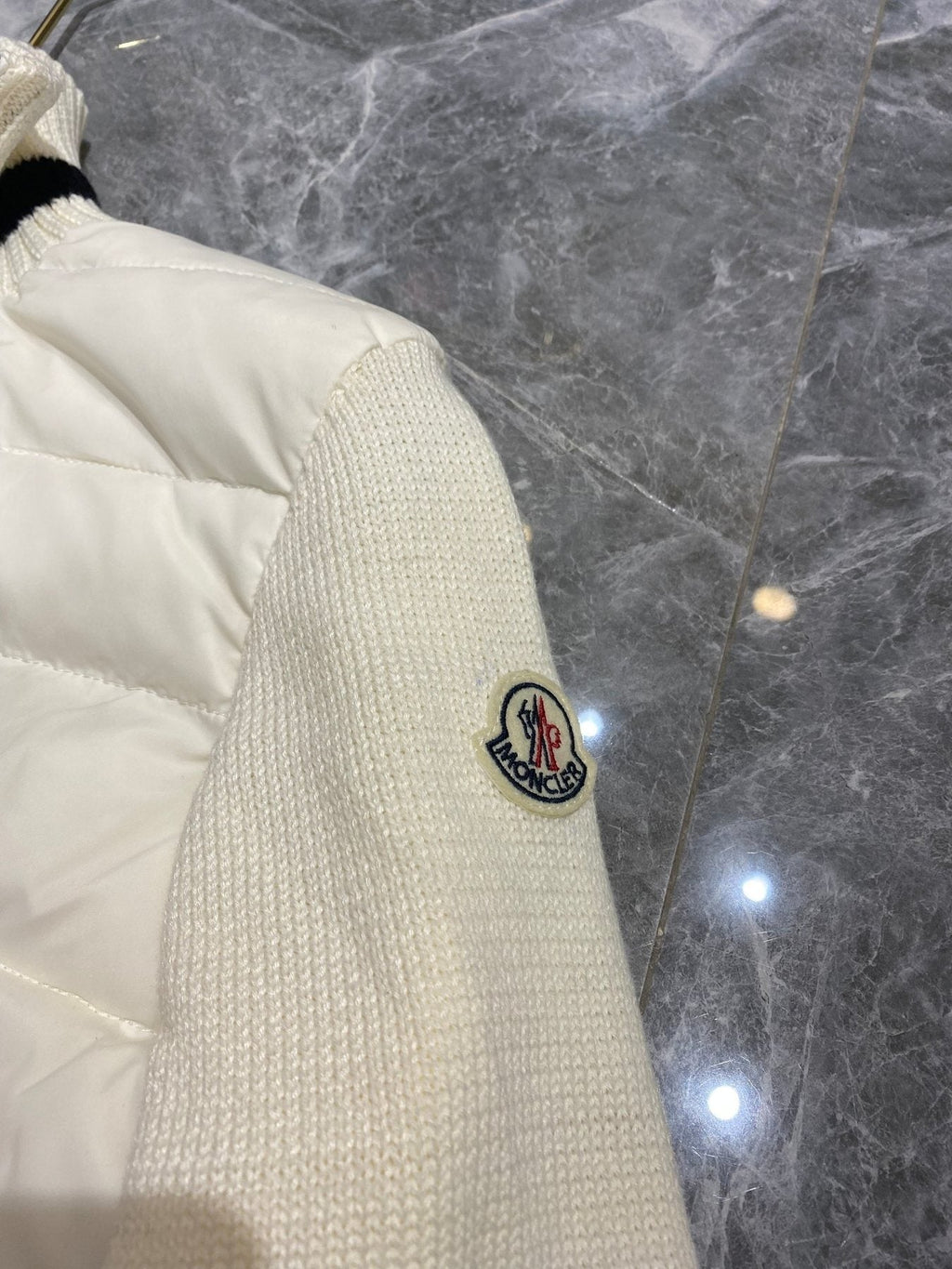 Moncler Women's Knit-Sleeve Puffer Jacket — detail