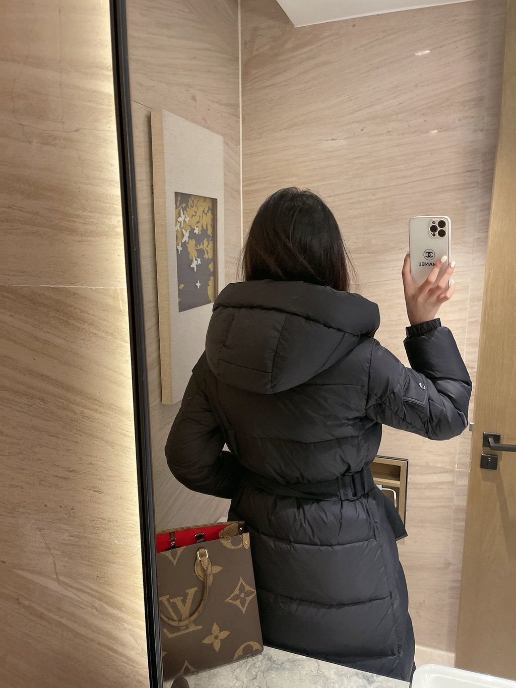 Burberry Long Belted Down Jacket — context
