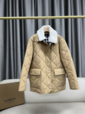 Burberry Diamond-Quilted Contrast-Collar Jacket — hero