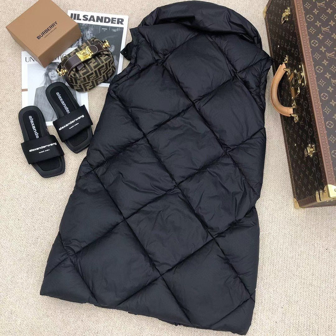 Burberry Long Diamond-Quilted Down Vest — back