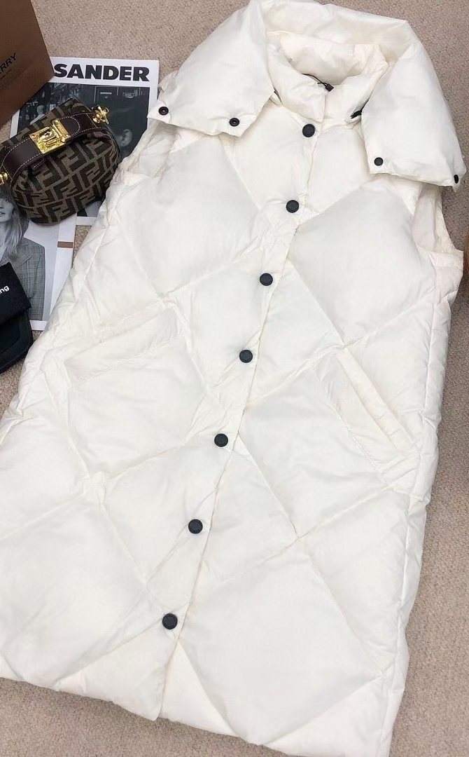 Burberry Long Diamond-Quilted Hooded Down Vest — hero