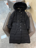 Burberry Belted Hooded Long Down Jacket — hero