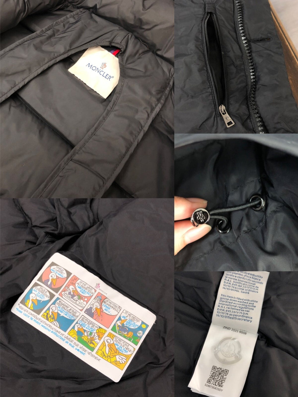 Moncler Hooded Long Down Coat — detail