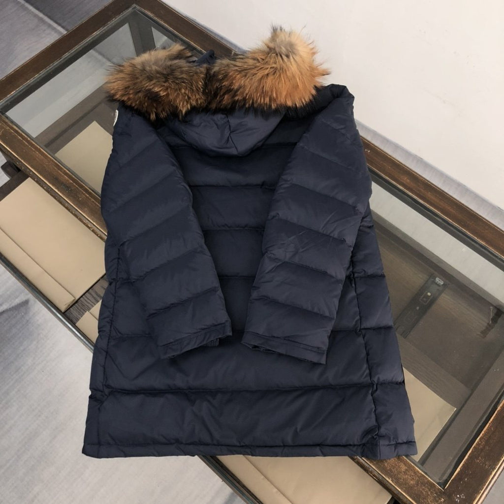 Moncler Hooded Long Down Coat — back