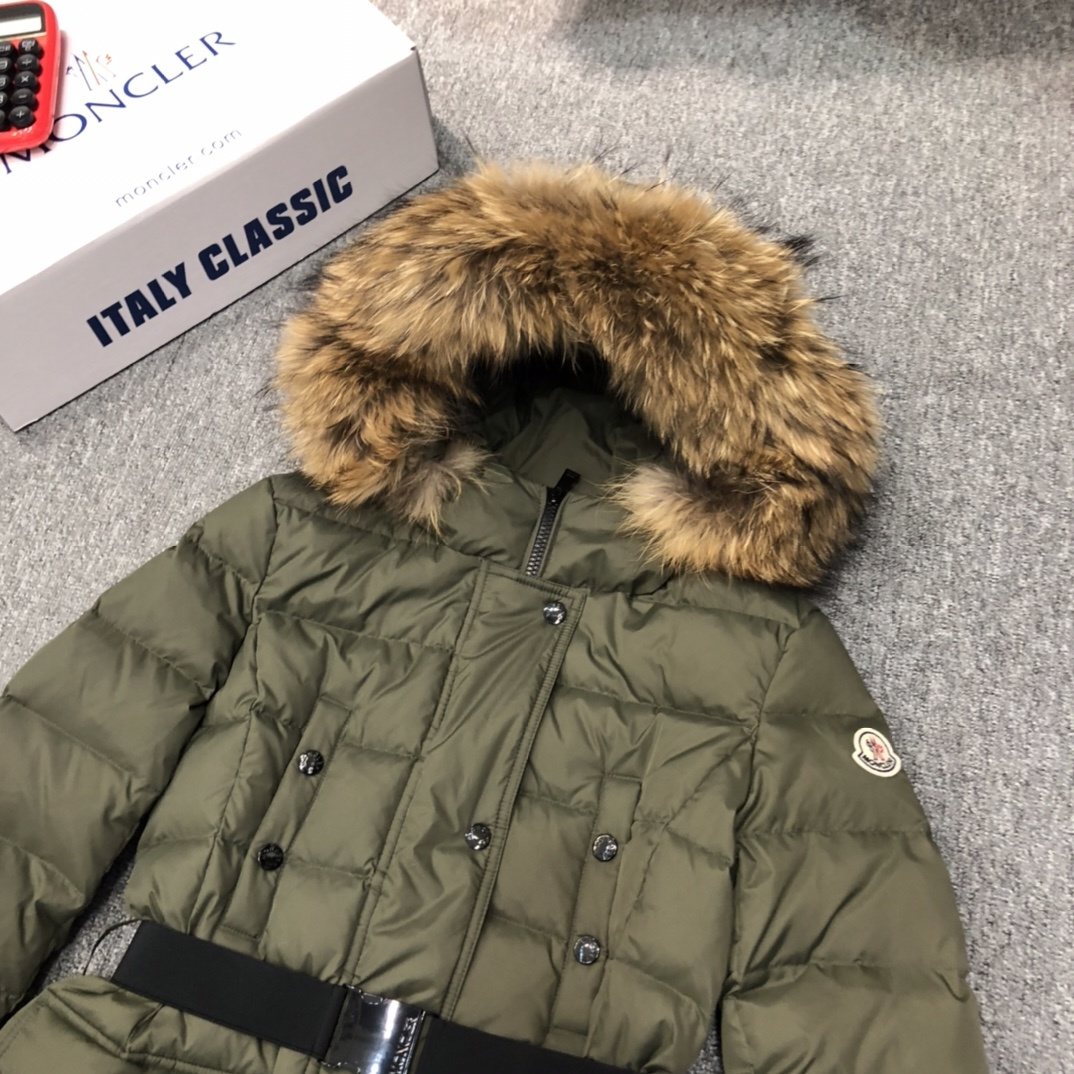 Moncler Women's Hooded Long Down Coat — detail