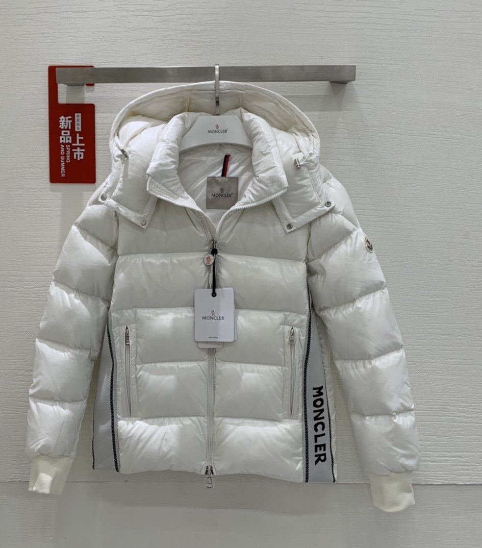 Moncler Color-Block Hooded Short Down Coat — hero