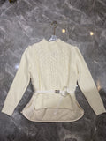 Moncler Belted Padded Panel Cable-Knit Sweater — hero