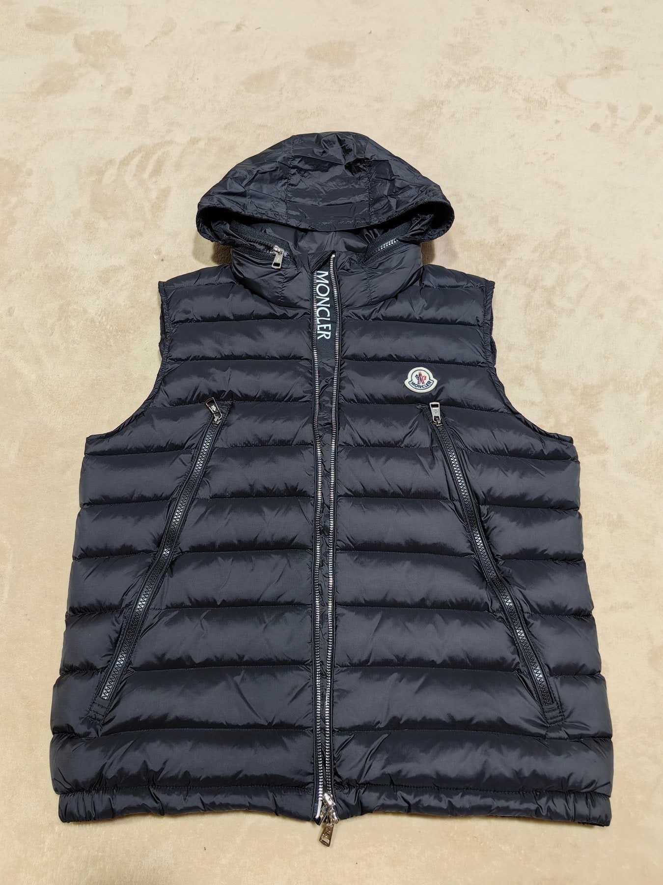 Moncler Hidden Lettering Down Vest — detail
