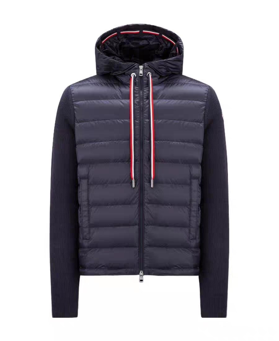 Moncler Quilted Knit-Sleeve Hooded Jacket — hero