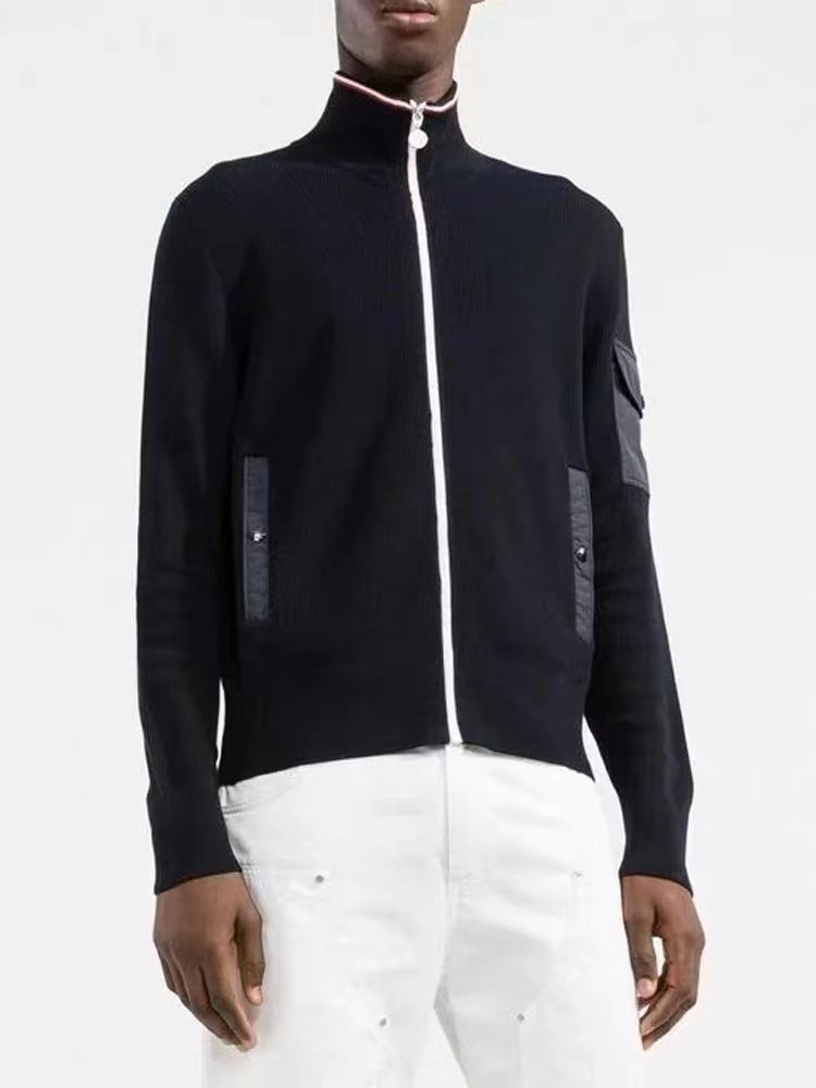 Moncler Men's Full-Zip Mock-Neck Knit Jacket — front