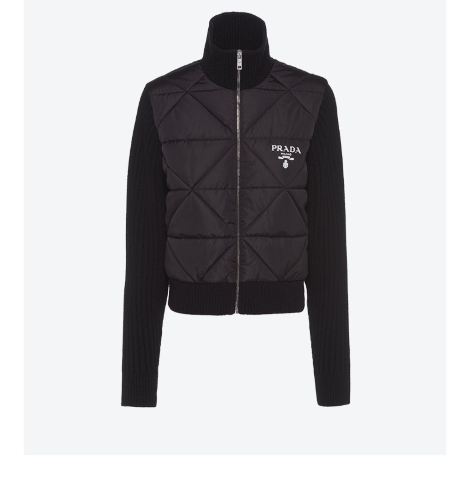 Prada Quilted Knit-Sleeve Jacket — hero