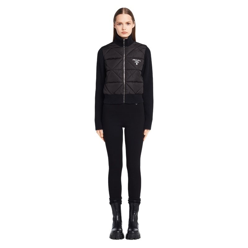 Prada Quilted Knit-Sleeve Jacket — context