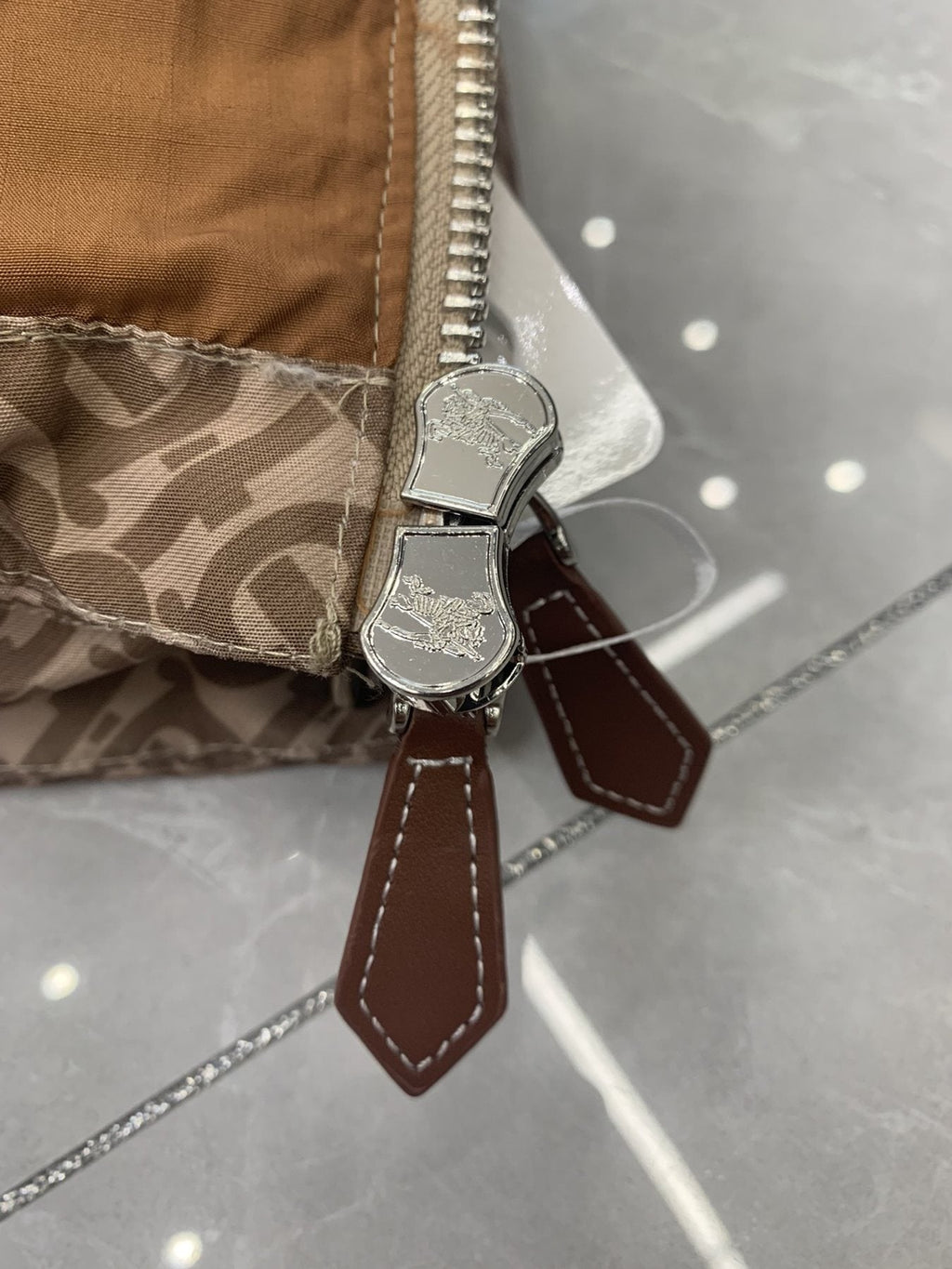 Burberry Monogram Quilted Down Vest — detail