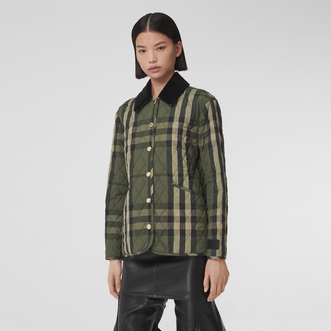 Burberry Green Check Quilted Jacket — context