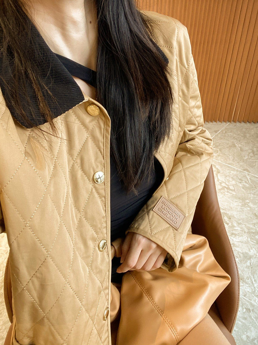 Burberry Diamond-Quilted Snap-Front Jacket — fabric_closeup