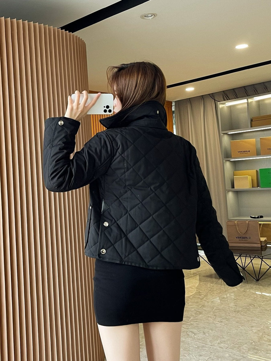 Burberry Reversible Diamond-Quilted Corduroy-Collar Jacket — context