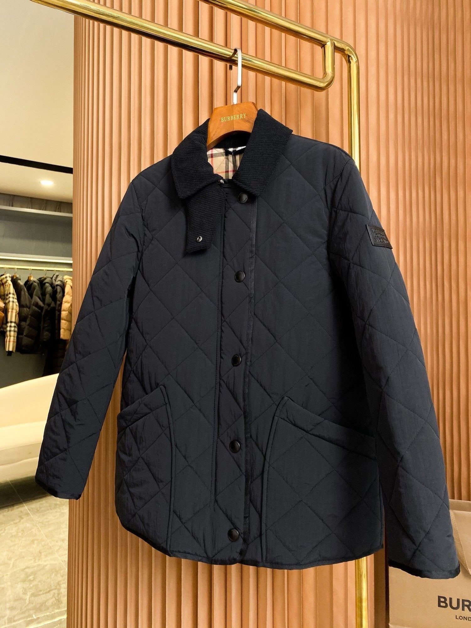 Burberry Diamond-Quilted Check-Lined Jacket — hero