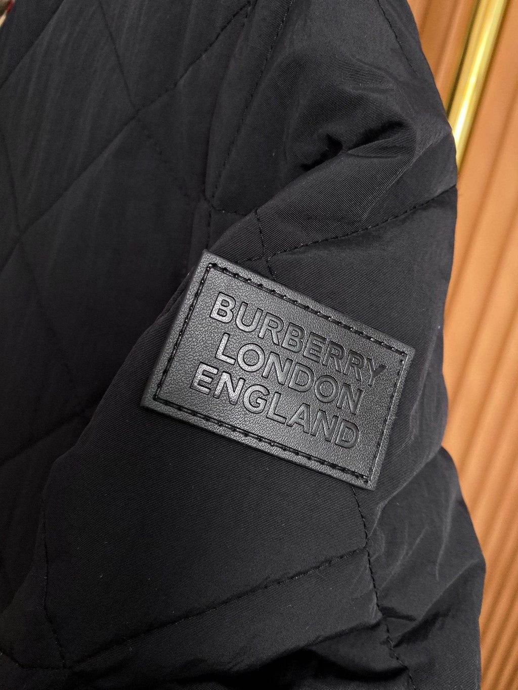 Burberry Diamond-Quilted Check-Lined Jacket — detail