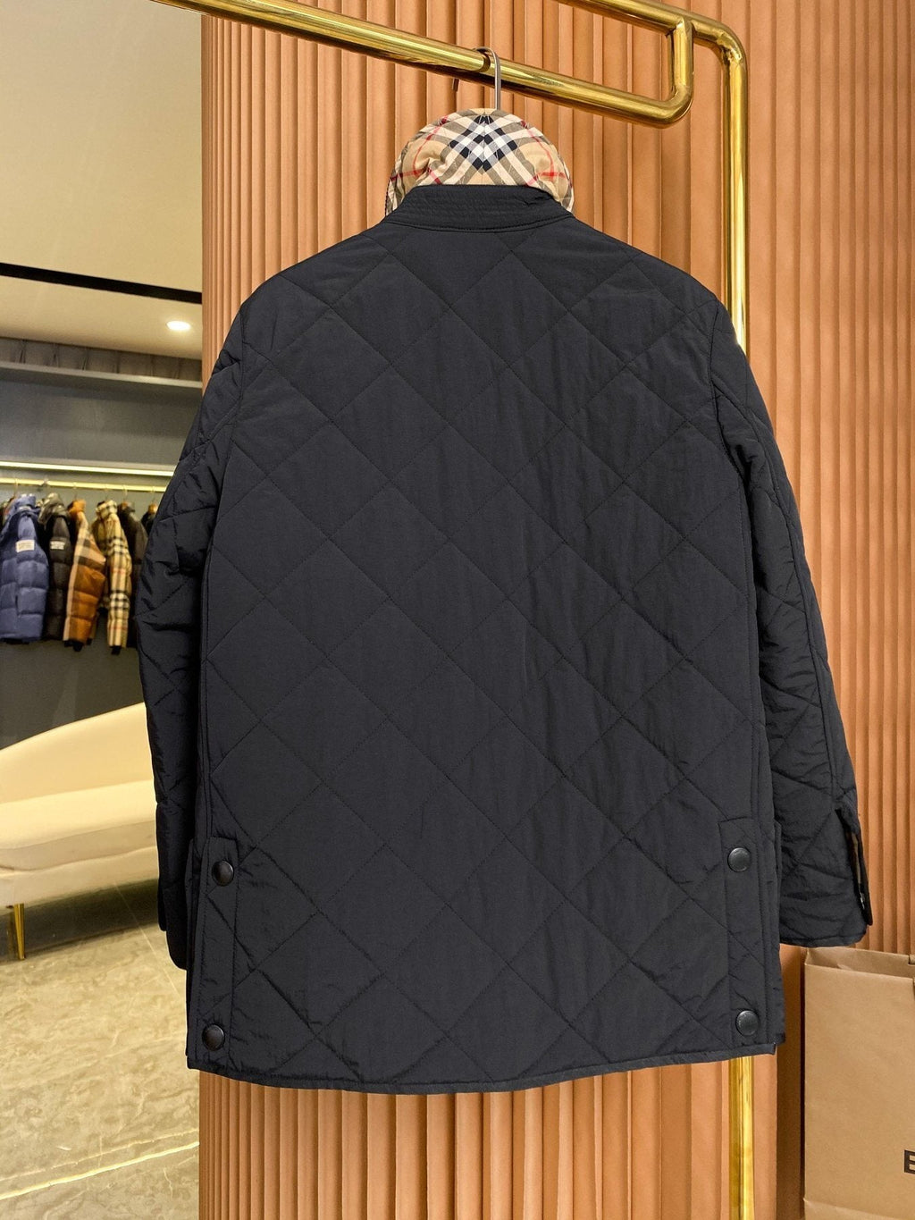 Burberry Diamond-Quilted Check-Lined Jacket — back
